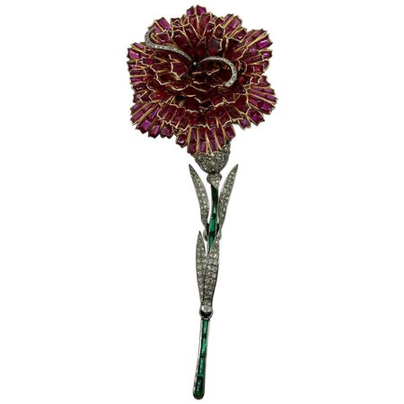 Fabergé, Ruby, Emerald, and Diamond Flower Brooch