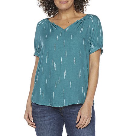 a.n.a Womens V Neck Short Sleeve Tunic Top - JCPenney