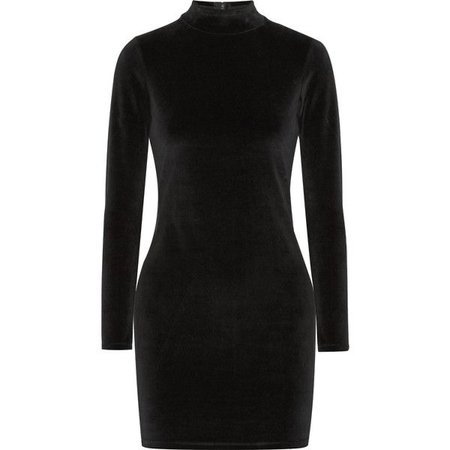 Black Velvet Turtleneck Dress