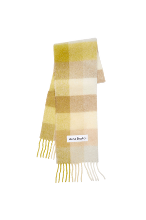 Acne Studios - LARGE CHECK SCARF in Pastel yellow/cream beige