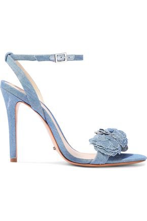 Aida floral-appliquéd denim sandals | SCHUTZ | Sale up to 70% off | THE OUTNET