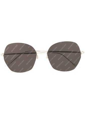 Balenciaga Eyewear Logo Print geometric-frame Sunglasses - Farfetch