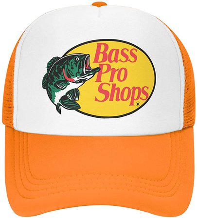 Bass-pro-Shops Trucker hat mesh Cap - one Size fits All Snapback Closure - Great for Hunting, Fishing, Travel, Mountaineering Orange at Amazon Men’s Clothing store