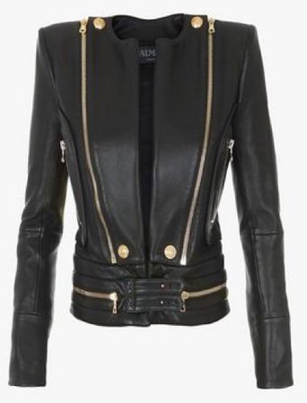 leather black gold jacket