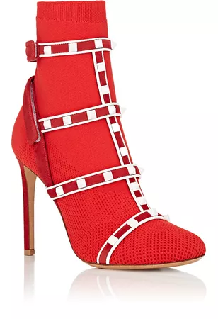 Valentino Garavani Rockstud Knit Multi-Strap Ankle Boots | Barneys New York
