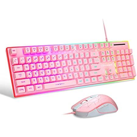 Amazon.com: Pink Gaming Keyboard and Mouse Headset Headphones and Mouse pad, Wired LED RGB Backlight Bundle Pink PC Accessories for Gamers and Xbox and PS4 PS5 Nintendo Switch Users - 4in1 Edition Hornet RX-250 : Video Games
