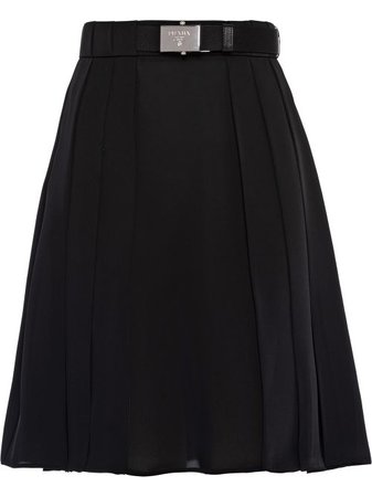 Shop black Prada belted pleated mini skirt with Express Delivery - Farfetch