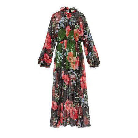 Poppy field print lurex maxi gown - Gucci Women's Dresses 509103ZKQ941736