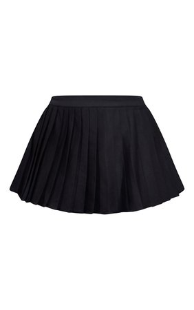Black Woven Pleated Micro Mini Skater Skirt | PrettyLittleThing USA