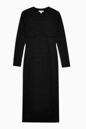 Black Corset Ribbed Midi Dress | Topshop