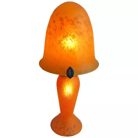 Italian Art Nouveau and Art Deco Mushroom Murano Table Lamp in Amber Glass Paste at 1stDibs | art deco mushroom lamp, art nouveau mushroom, amber mushroom lamp