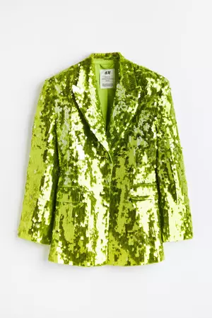 Oversized Sequined Jacket - Green agate - Ladies | H&M US