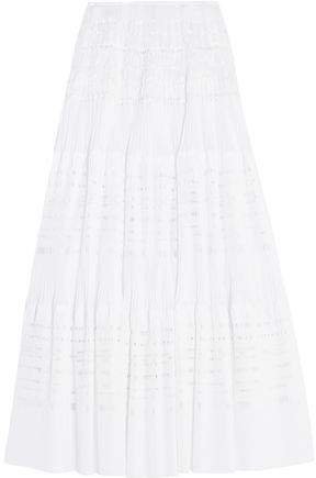 Laser-cut Cotton-blend Maxi Skirt