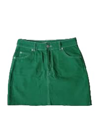 green denim skirt
