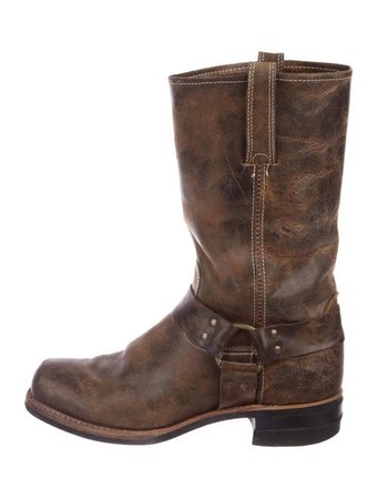 Frye Distressed Leather Harness Boots - Shoes - WF823388 | The RealReal