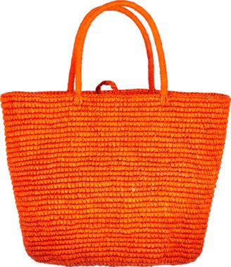 orange straw tote bag