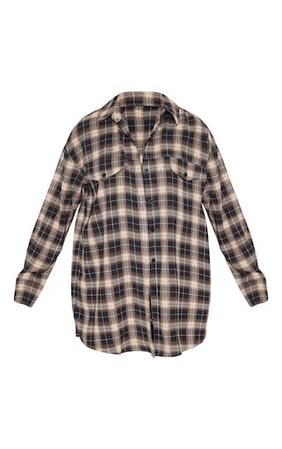 Black Check Oversized Shirt | Tops | PrettyLittleThing USA