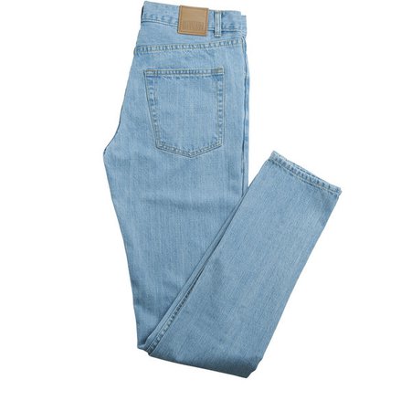 folded blue skinny jeans
