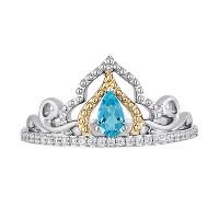 Enchanted Disney Jasmine Swiss Blue Topaz & 1/5 ct. tw. Diamond Ring in Sterling Silver | Helzberg Diamonds
