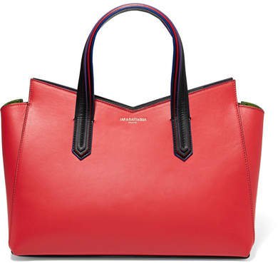 Cerniera Paneled Leather Tote - Red