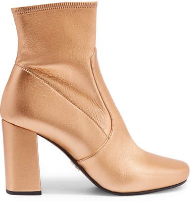 Metallic Textured-leather Ankle Boots - Gold