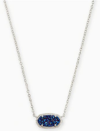 Silver Blue Druzy Necklace
