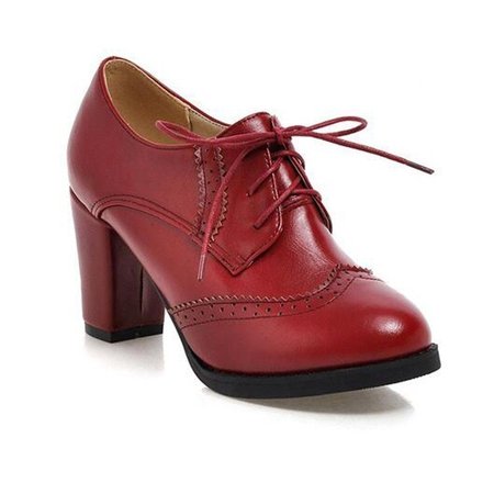 Spring Autumn Patent Leather Women Oxfords British Square High Heel Casual Lace Ladies Brogue Shoes Woman | Wish
