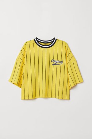 Wide-cut T-shirt - Yellow/striped - | H&M US