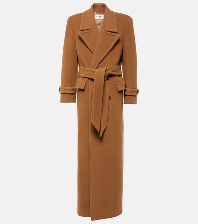 Oversized Wool Blend Coat in Brown - Saint Laurent | Mytheresa