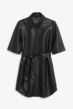 Faux leather dress - Black magic - Dresses - Monki SE