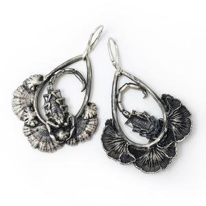 Scorpion and split gill mushroom earrings – Theethjewelry