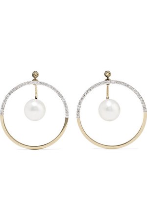 Mateo | 14-karat gold, diamond and pearl earrings | NET-A-PORTER.COM