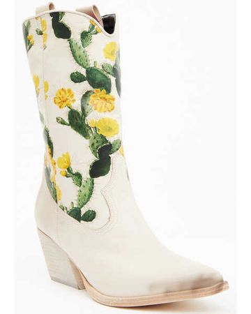 Flower pattern cowboy boot