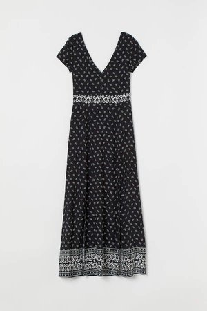 Paisley-patterned Maxi Dress - Black