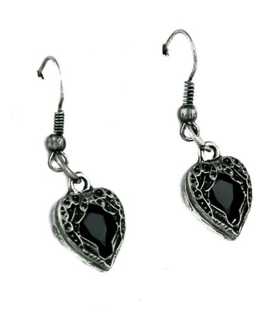 onyx heart earrings