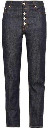 Den Button-detailed High-rise Straight-leg Jeans
