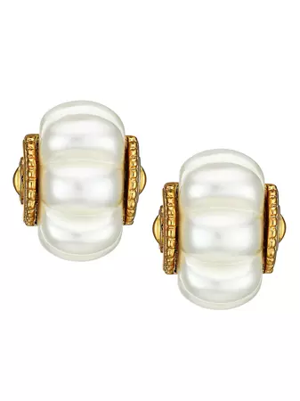 Shop Kenneth Jay Lane 22K Goldplated & Pearlized Resin Shrimp Hoop Clip-On Earrings | Saks Fifth Avenue