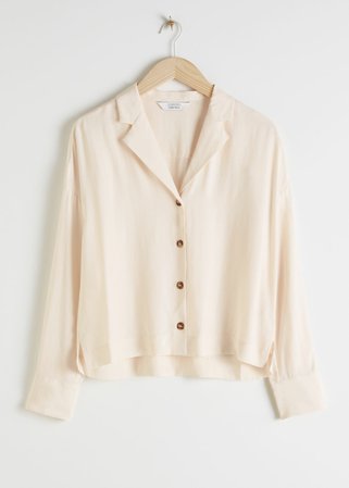 Side Slit Button Up Blouse - Off White - Tops - & Other Stories