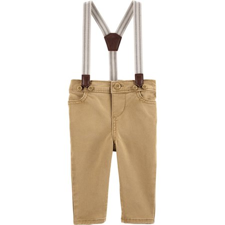 Baby Boy OshKosh B'gosh® Suspender Khaki Pants | Kohls