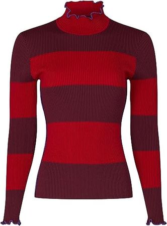 Koché Collective Rent The Runway Pre-Loved Ruffle Trim Striped Sweater at Amazon Women’s Clothing store