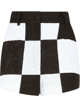 Shop white & black Dolce & Gabbana Damier jacquard-woven shorts with Express Delivery - Farfetch