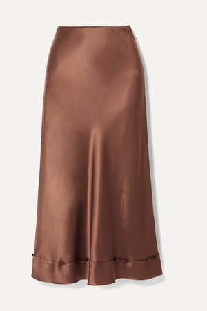 Lee Mathews | Stella picot-trimmed silk-satin midi skirt | NET-A-PORTER.COM