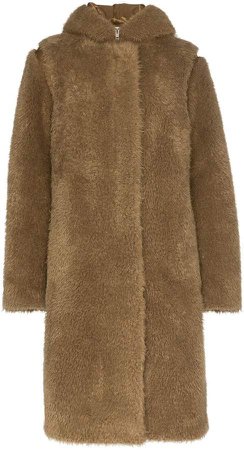 double-layer faux fur parka coat