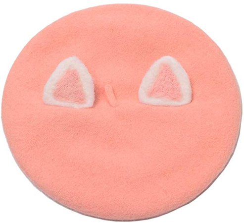 GRACEART Women's Handmade Lolita Wool Beret Cap Cat Ear (Pink) at Amazon Women’s Clothing store