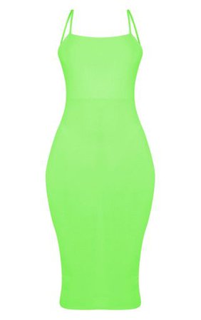 Neon Lime Strappy Dress | Dresses | PrettyLittleThing