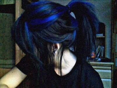 black and blue hair