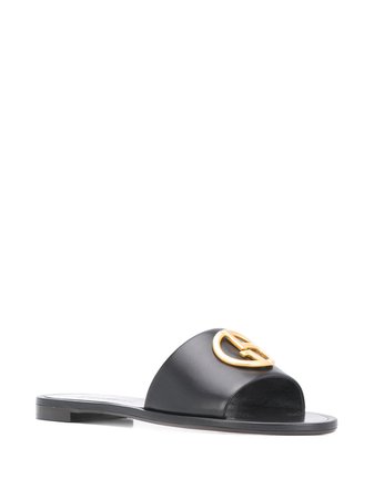 Giorgio Armani Logo Plaque Flat Sandals - Farfetch