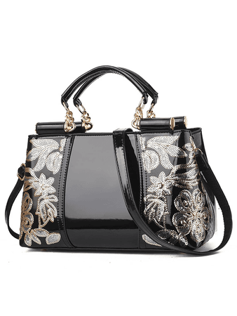 black sequin handbag
