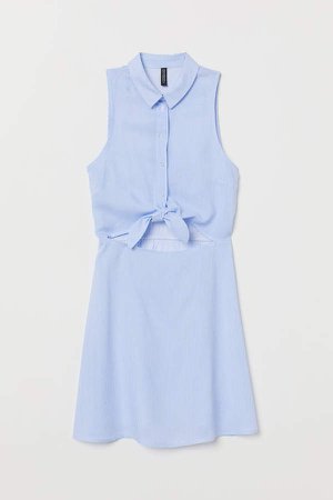 Sleeveless Viscose Dress - Blue