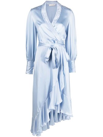 ZIMMERMANN Ruffled Silk Midi Wrap Dress - Farfetch